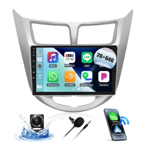 2G+64G Android 15 Car Stereo for Hyundai Accent 2012-2017 with Wireless Carplay Android Auto 9" Touchscreen Car Radio with GPS Navigation WiFi Bluetooth FM/RDS Radio HD Backup Camera Head Unit