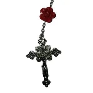 Christian Crucifix Necklace with Mary Charm, 21-in Length