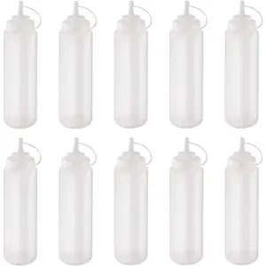 10 Pack 24oz / 720ml Plastic Squeeze Condiment with Twist  Cap ,Seasoning bottle