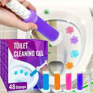 2 Boxes Flower Stamp Toilet Gel, Toilet Cleaning Gel, Effective Odor Removal, Long-Lasting Freshness, Suitable for Toilet, Bathroom, Kitchen, Washbasin, Cleaning Essentials