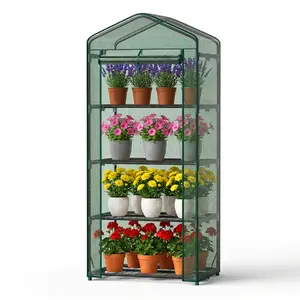 Sweetcrispy Mini Portable Greenhouse with Wheels, Rust-Resistant Steel Frame, PVC Cover for Indoor/Outdoor Gardening