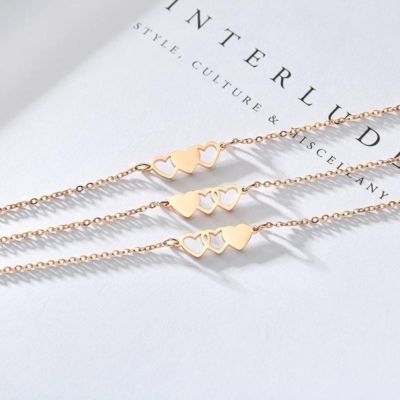 valentines gifts for gf 3 Sisters Bracelets Best Friends Necklace for 3 Set of 3 Heart Bracelets 3 BFF 3 Bestie Long Distance Friendship Gift