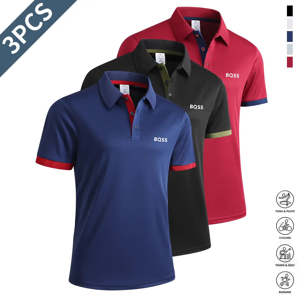 Navy blue + black + burgundy