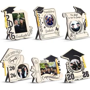 6 count 2026 Graduation Tassel Photo Frame for 4 x 6 Inch Pictures, Wooden Inspirational Graduation Picture Frame Class of 2026 Shadow Box Graduate  for  Party Decoration (Modern)