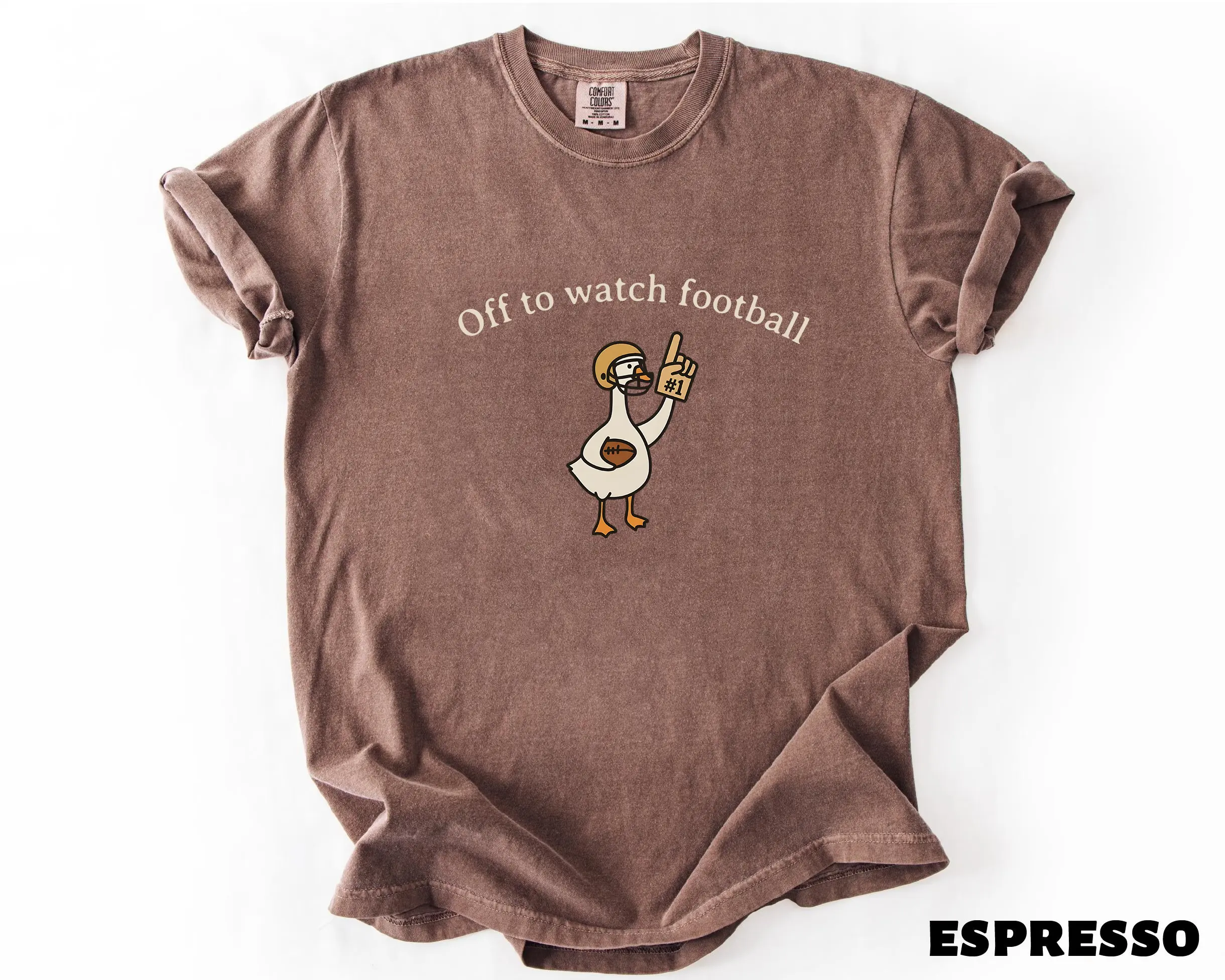 Comfort Colors Funny Football Goose T-Shirt, Off to Watch Football Graphic Tee, Game Day Duck Shirt, Cute Football Fan Tee