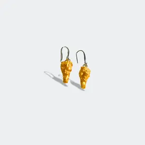 Handmade 3D Fried chicken Earrings, 925 earring wire