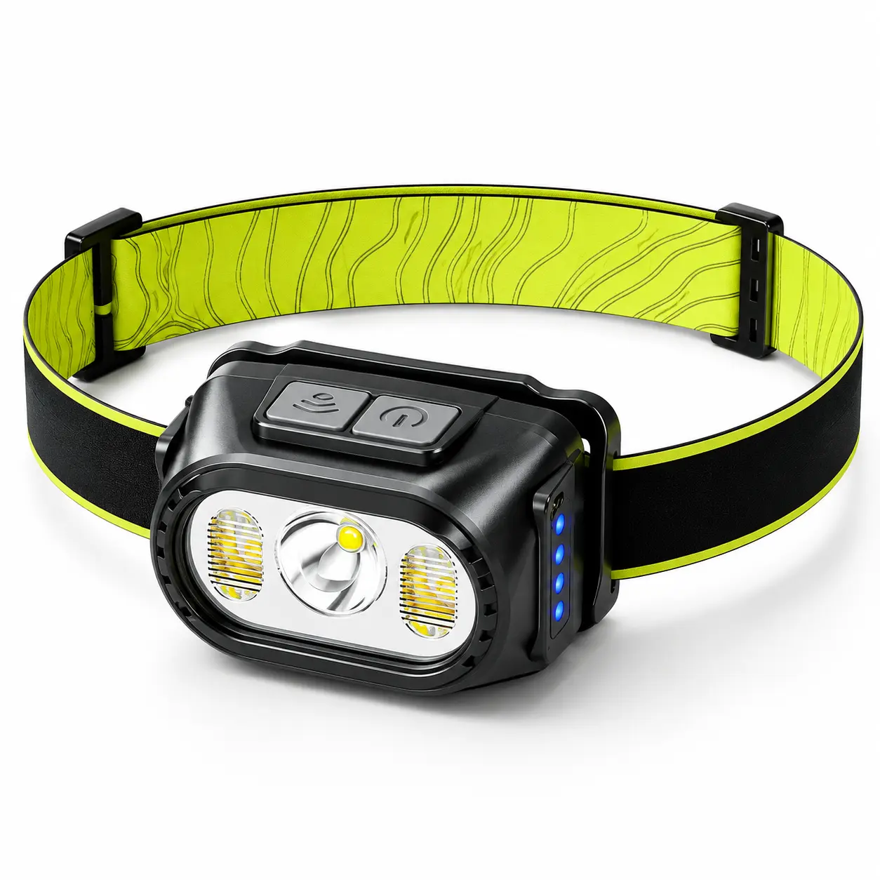 Rechargeable Motion Sensor LED Headlamp, Hands-Free Head Light with Multiple Lighting Modes, Adjustable Headband, Type-C Charging for Fishing, Hiking, Running, Camping & Work