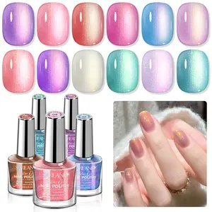 SAVILAND Pearl Nail Polish Set: 12 Colors Shimmer Glitter Aurora Nail Polish in White, Pink & Purple Tones with Base and Top Coat, Quick Air Dry Formula for Salon-Quality DIY Manicure at Home – Perfect Gift