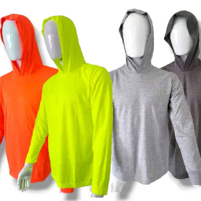 50/50 Cotton Basic Hooded Long-Sleeve Tops - Durable, Breathable, Comfortable Fabric Sweatshirt for Casual Work, Outdoor Home Improvement Work Safety Equipment