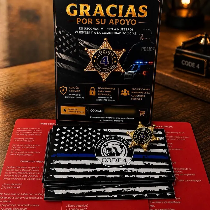 5 Banderas Línea Azul + 3 Tarjetas Rojas “Conoce Tus Derechos” GRATIS + Pin Exclusivo de Reconocimiento + Tarjeta de Agradecimiento con código de descuento