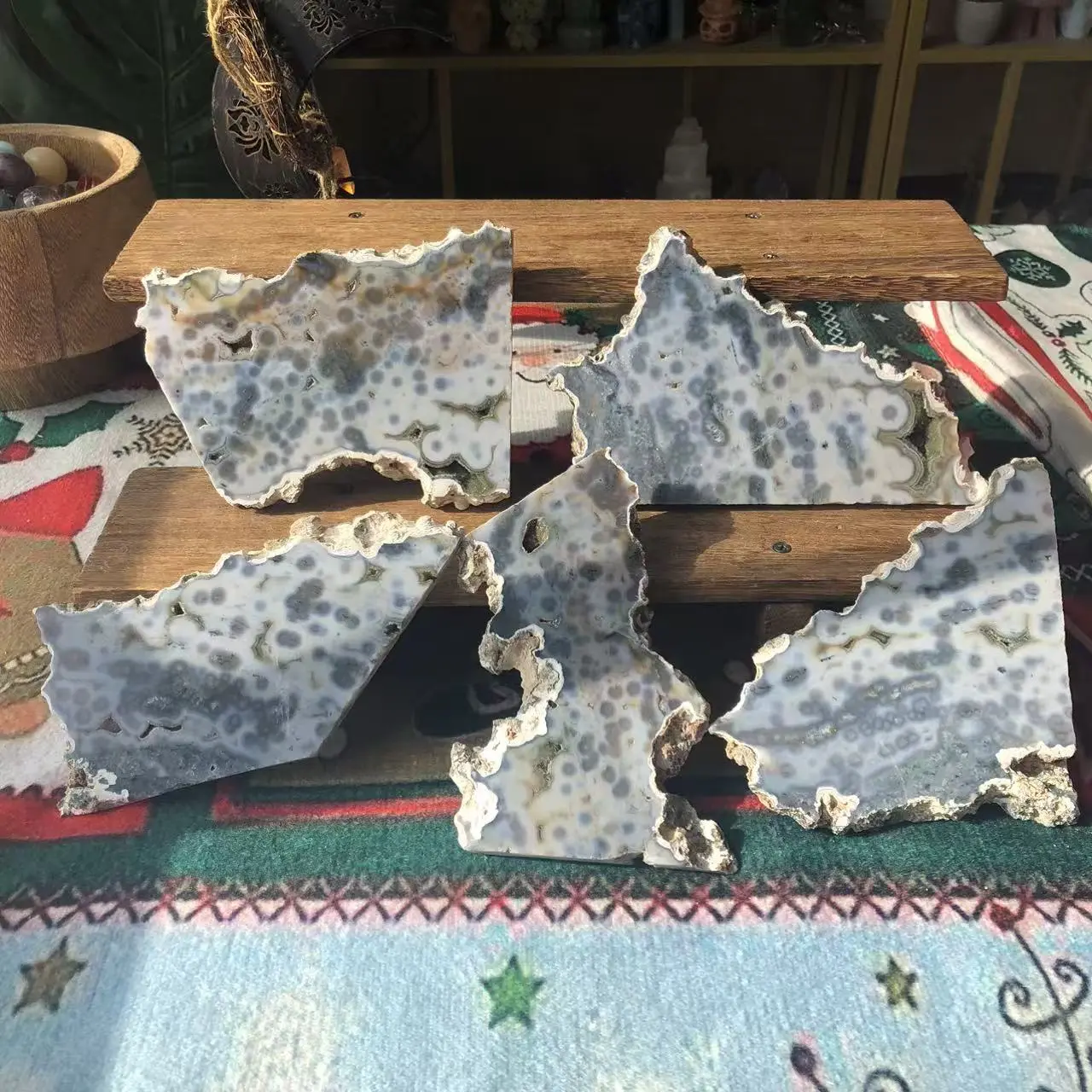 Natural Crystal Ocean Jasper Slice Collection