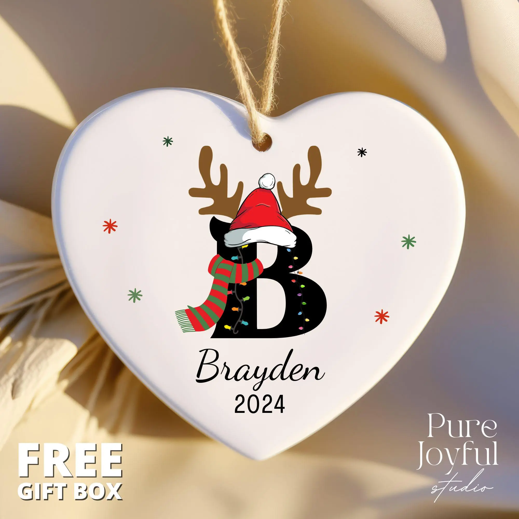 Letter Name Ornament - 2024 Family Ornament - Custom Initial Ornament - Personalized - Christmas Gift - Family Keepsake - Monogram Ornament