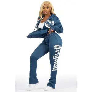 Annamarie Navy Zip Up Stacked Track Set