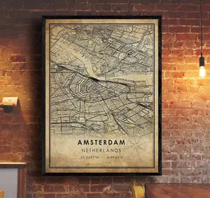 Amsterdam Vintage Map Print, Amsterdam Map, Netherlands Map Art, Amsterdam City Road Map Poster, Vintage Gift Map