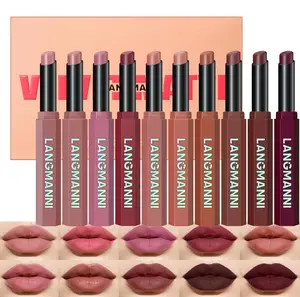 Jolilab 10Pcs Velvet Matte Lipstick Nude Matte Soft Dark Color Stick High Pigmented Long-Lasting Waterproof Lip Stick Lip Balm Beauty Cosmetics Gift for Women(Curated 10-Shade Set)
