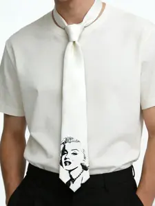 Men's Hand-Printed Marilyn Monroe Tie, Perfect for Daily Casual Wear, Ideal for Dance Parties, Stylish Accessory for Suits