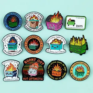 12 pcs I'm Gonna Let It Shine Cute Stove Alloy Brooch Accessory Geometric Letter Clothing Backpack Decoration Pin Decoration