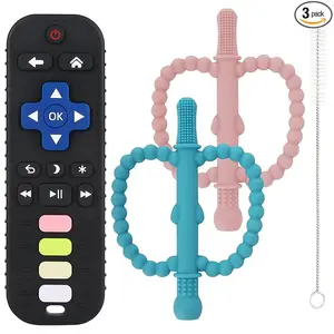 Teething Toys for Babies 0-6 6-12Months Bpa Free Teething Sticks and Remote Teether for Babies Baby Sensory Chew Toys for Infants 0-18 Months