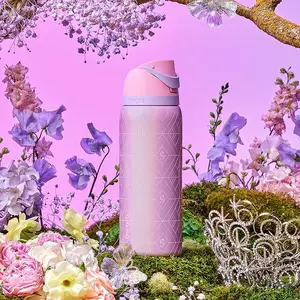 OWALA 32 oz Wicked Limited Edition Water Bottle, Winter Water Bottle for Women, Pearlescent Pink Finish with Raised Geometric Design, Leakproof with Pop-Up Lid, Available in a Variety of Colors.