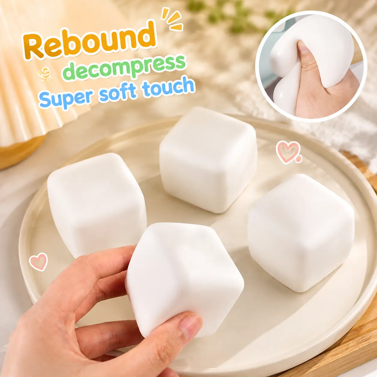 Plastic Moldable Slow‑Return Squishy Toy, Realistic Simulation Bean Curd Compression Stress Toy, Birthday Christmas & Halloween Party Favor Gift