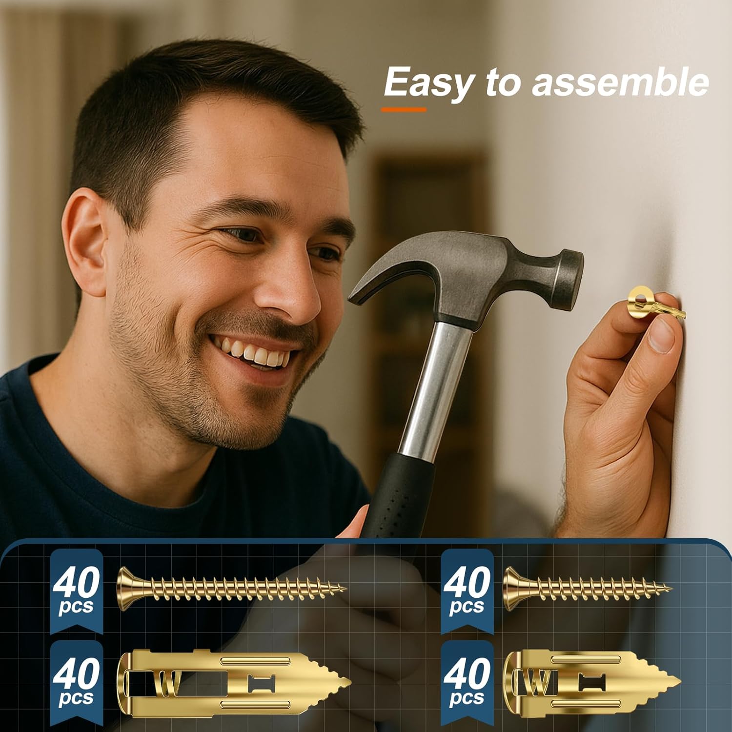 3 Sizes Self Drilling Drywall Anchors with Screws Kit – 120PCS Heavy Duty Metal Expansion Bolts, Sheetrock Anchors & Drywall Grip Anchors and Screws for Shelf, Mirror, Cabinet, Picture Frames Set Self-Drilling