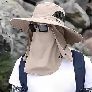 Summer Fisherman's Hat Detachable Outdoor Fishing Face  with Removable Face and Neck Flap Sun Protection Outdoor Hat Hiking Camping  Protection Sun Hat
