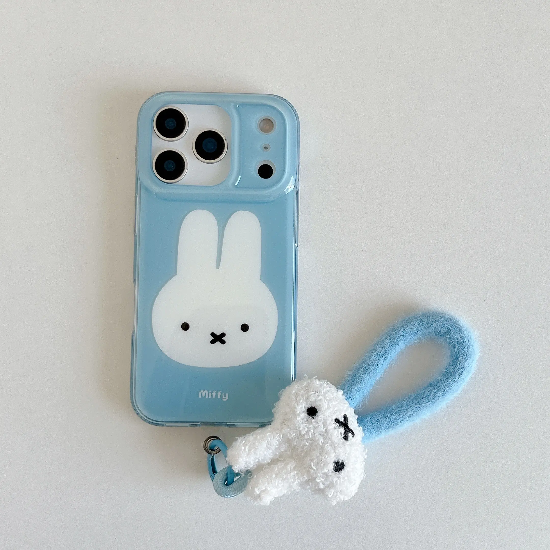 Double Layer Blue Bottom Miffy Phone Case for iPhone 17 Pro Max