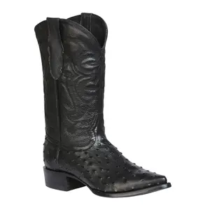 El Señor de los Cielos Men’s Western Boots - Imitation Ostrich  Leather - Black