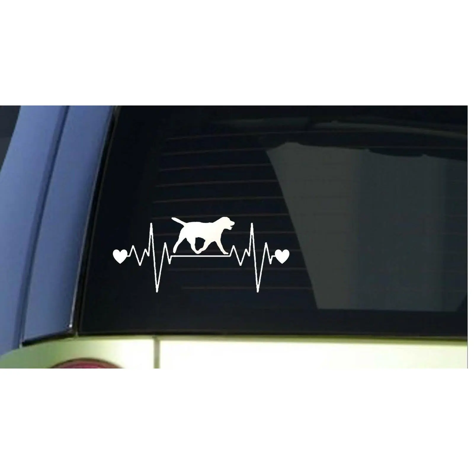 Labrador heartbeat lifeline *I227* 8" wide Sticker decal black lab retriever