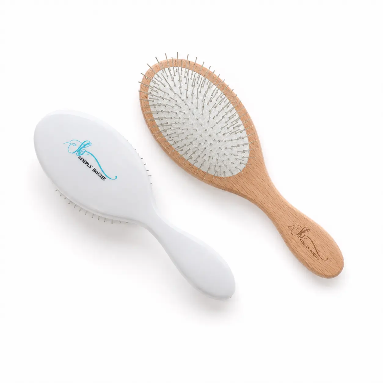 Beech Wood & Pearl White Hair Brush Bundle | Wood + Resin Detangling Set | Scalp Massage Wet Dry Brush for Curly Thick Fine Hair | Extension & Wig Safe | Gift Set