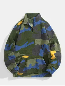 Men's Camouflage Print Fleece Pullover Hoodie, Sweatshirts, Long Sleeve, Soft Comfortable Warm Breathable Fabric, Casual Sporty Style, Fall & Winter Wear