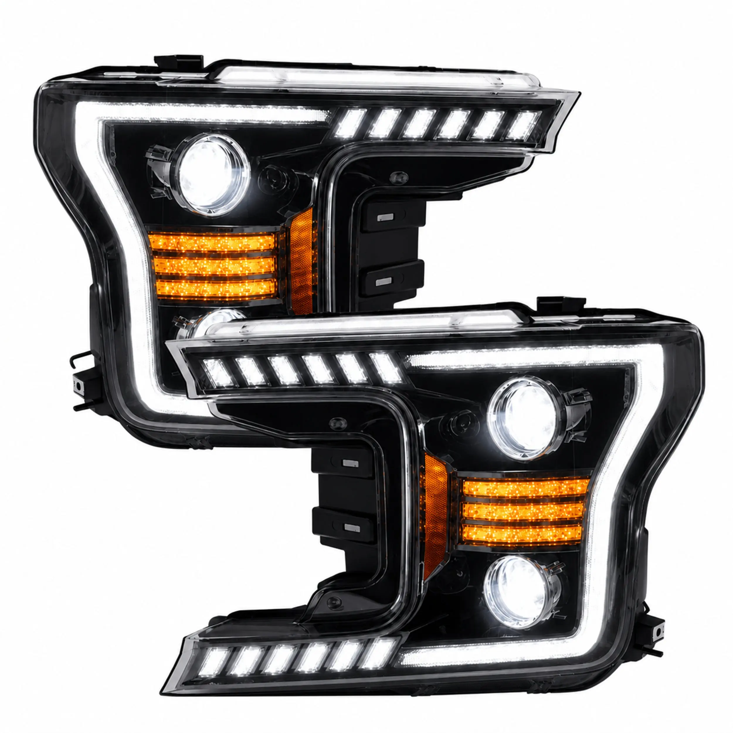 2018-2020 Ford F-150 LED Dual Projector Headlights Assembly | C-Shaped DRL