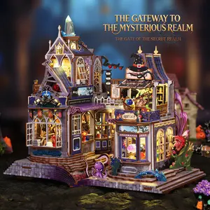 DIY Mini Furniture Dollhouse Kit with Dust Cover and Music Mechanism, 3D Wooden Handmade Model, Creative Room Design Gift