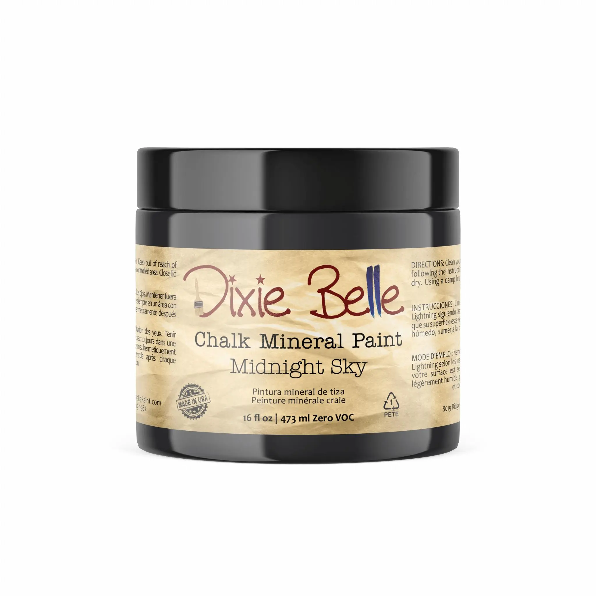 Dixie Belle Paint Company Chalk Finish Furniture Paint | Midnight Sky (16oz) | Matte Blue Black Chic Chalk Mineral Paint | DIY Furniture Paint | Made in the USA
