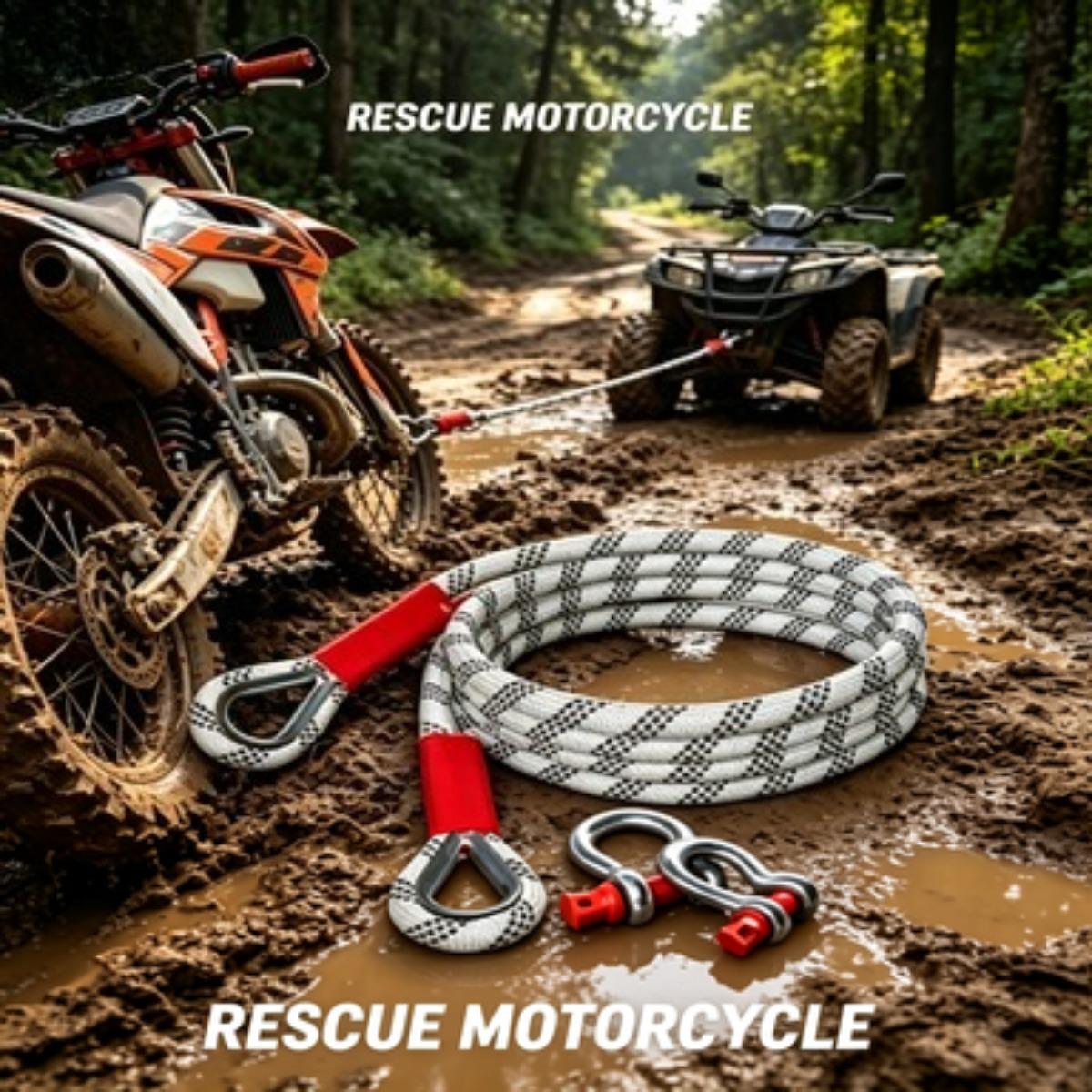 3 Ton 5M Heavy-Duty Tow Rope, Off-Road Recovery Tow Strap with D-Shackles, Emergency Towing Rope for Car/SUV/Truck