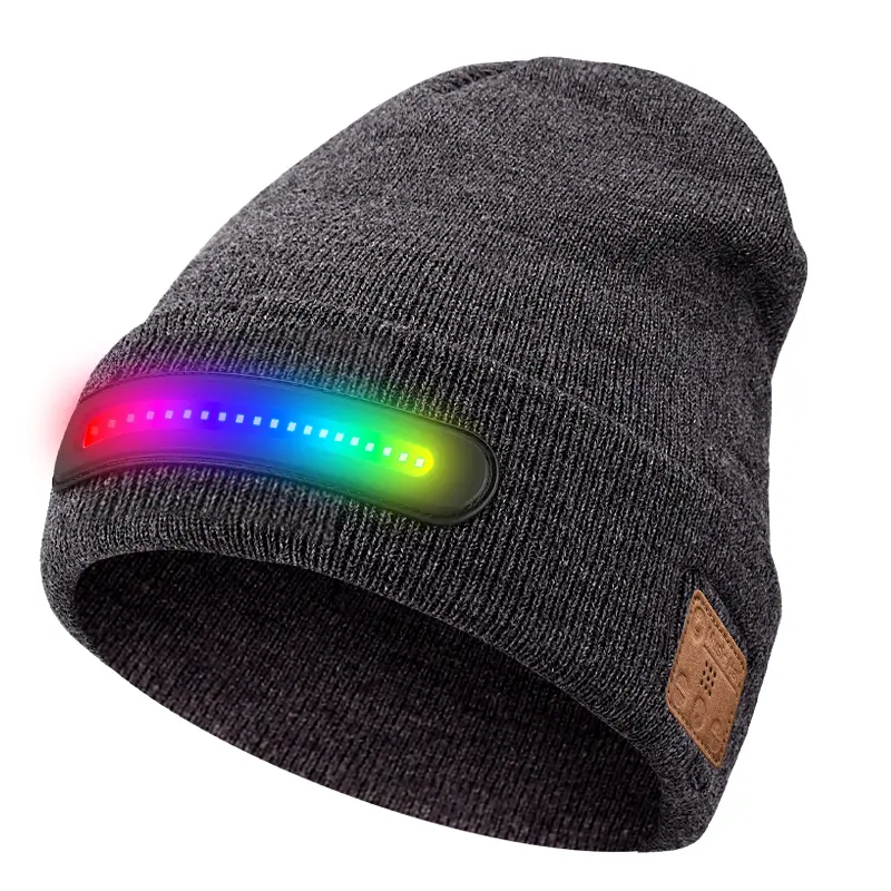 Bluetooth Beanie Unisex USB Rechargeable 4 LED rope Hat with Cordless Headphones, Christmas Birthday Gifts for Men Husband Teen skull outdoor casual masks cycling Knit sport lightweight balaclava faith warm syna trucker style streetwear cap Emo Skeleton