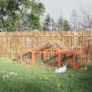Large Wooden Rabbit Hutch Small Animal Habitat Enclosure Outdoor Run with Lockable Doors Natural 70.75" L x 35.5" W x 19" H Spacious & Weather Resistant