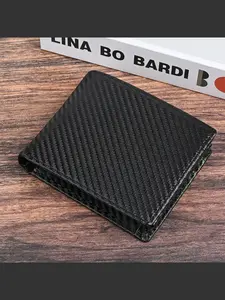 Carbon Fiber Texture Men's Wallet, Tri-Fold Multi-Card Slots, Large Capacity Rfid Anti-Theft, Thickened Money Clip, Stylish and Functional