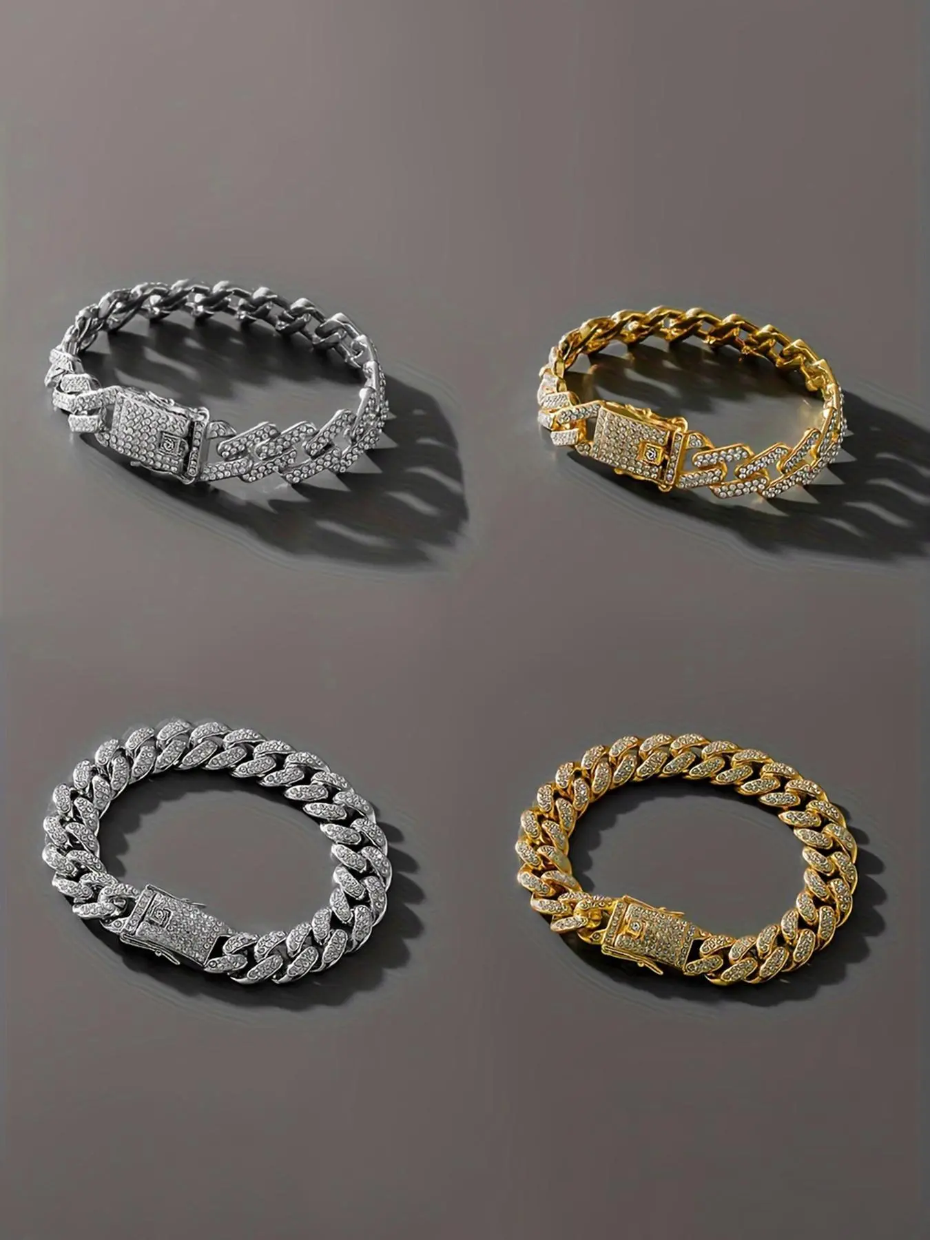 Rhinestone Decorated Cuban Link Bracelet, Cuban Bracelets, Jewelry for Women & Girls, All-match Exquisite Jewelry for Birthday Gift, Jewelry Accessories, Rhinestone Bangle Bracelet