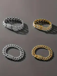 Rhinestone Decorated Cuban Link Bracelet, Fashionable Jewelry for Women & Girls, Trendy All-match & Exquisite Jewelry for Birthday Gift, Trendy Jewellery Accessories, Rhinestone Bangle Bracelet, Elegant Jewelry Bracelet