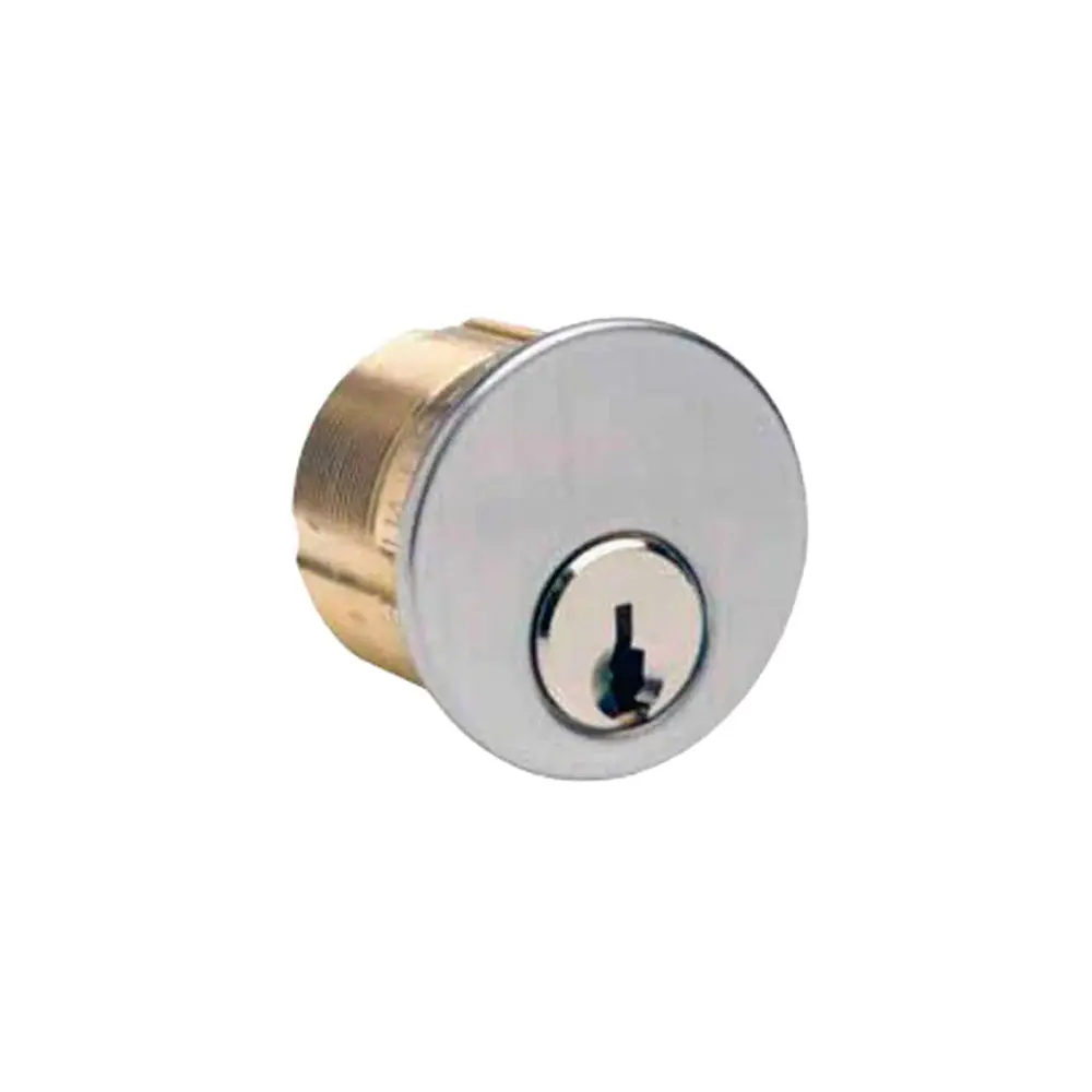 ILCO 7165 Grade 1 Satin Chrome Rekeyable Solid Brass Mortise Cylinder Security Lock - 5-Pin, 1" Size, Yale 8 Keyway, Adams Rite Cam, KA2, 26D Door Hardware