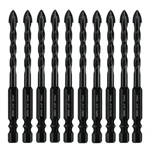 5mm Concrete Drill Bit Set, 10 count 3/16 inch Masonry Drill Bit Set Ceramic Brick Drill Bit Industrial Cemented Carbide Tip YG6X, Hex Shank for Glass, Soft Ceramic Tile, Mirror, Plastic.