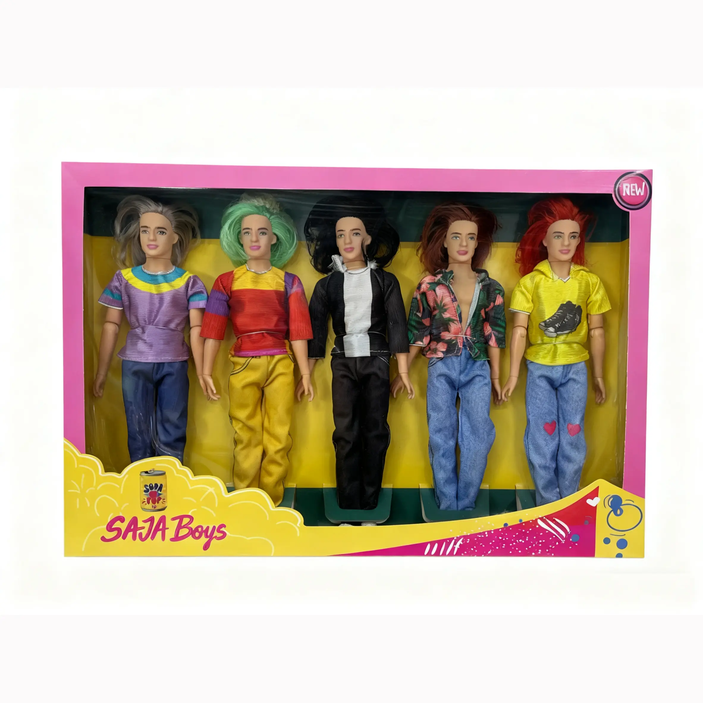 K-POP Monster Hunter boy band 11.5-inch 11-joint real figures Baby saia, ABBy, Mystery, Jinu, Romane - five members of the Monster Hunter band mixed outfits
