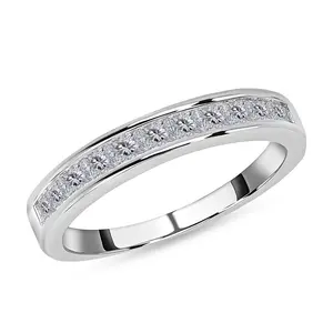 Moissanite Half Eternity Band Promise Engagement Ring 925 Sterling Silver Women Jewelry Birthday Christmas Gifts for Women