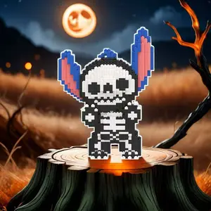 7646pcs Halloween Skull 3D Puzzle Building Block Creative Decoration, Birthday/halloween/festive Gift, DIY Craft, Home Decor