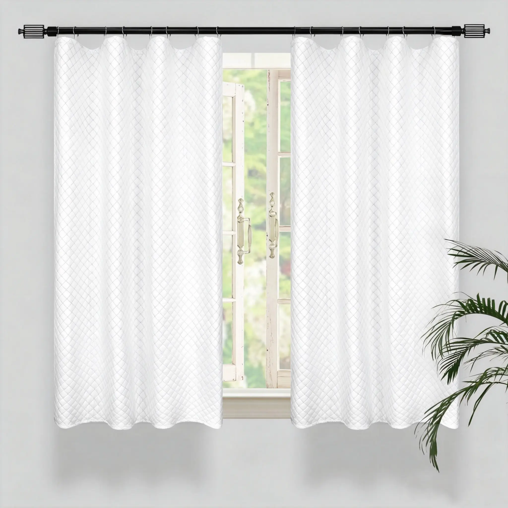 DriftAway Soundproof Thermal Insulated Quilted Curtain Liners for Bedroom Blackout Cold Heat Noise Reducing Grayish White