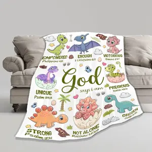 Dinosaur Blanket for Boys,God Says I Am Dinosaurs Throw Blanket,Dinosaur Gifts for Girls Baby,Meaningful Thoughtful Religious Baptism Christian Gifts,Bible Verse throw