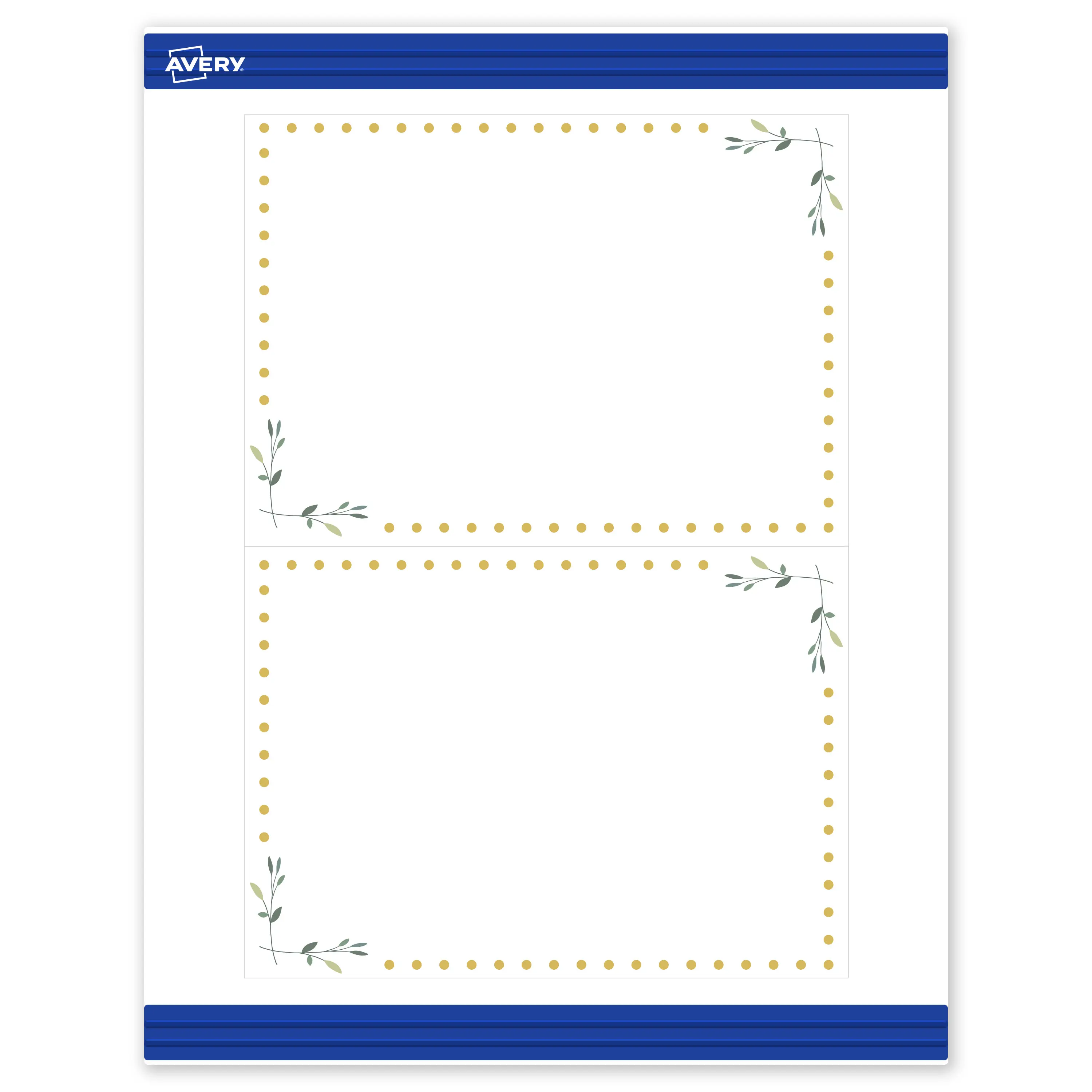 Avery Printable Rectangle Invitation Cards, 5" x 7", Matte White, Pre-printed Green Florals/Gold Dots Design, Sure Feed Technology, Laser & Inkjet Compatible, 40 Total