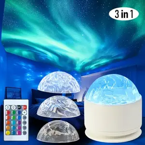 3 in 1 Aurora Projector Night Light, Ceiling Projection Lamp, 1 Count USB Powered LED Night Light with Remote Control, Decorative Light for Bedroom, Party, Home and Office