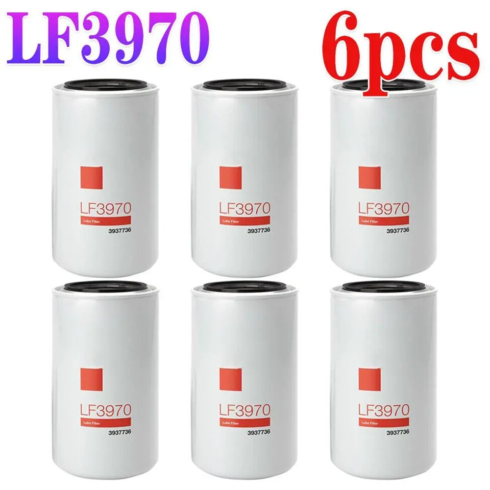 6-Pack LF3970 Engine Filters, 393773 Replacement Filters for Cummins Engines with Particle Removal Function